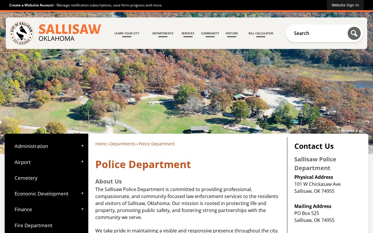Sallisaw Police Department contact source for city warrant records