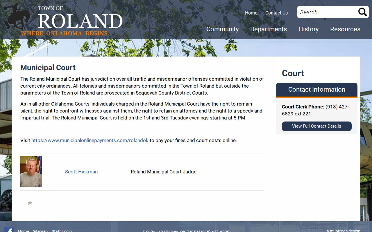 Roland Municipal Court source for city warrant records