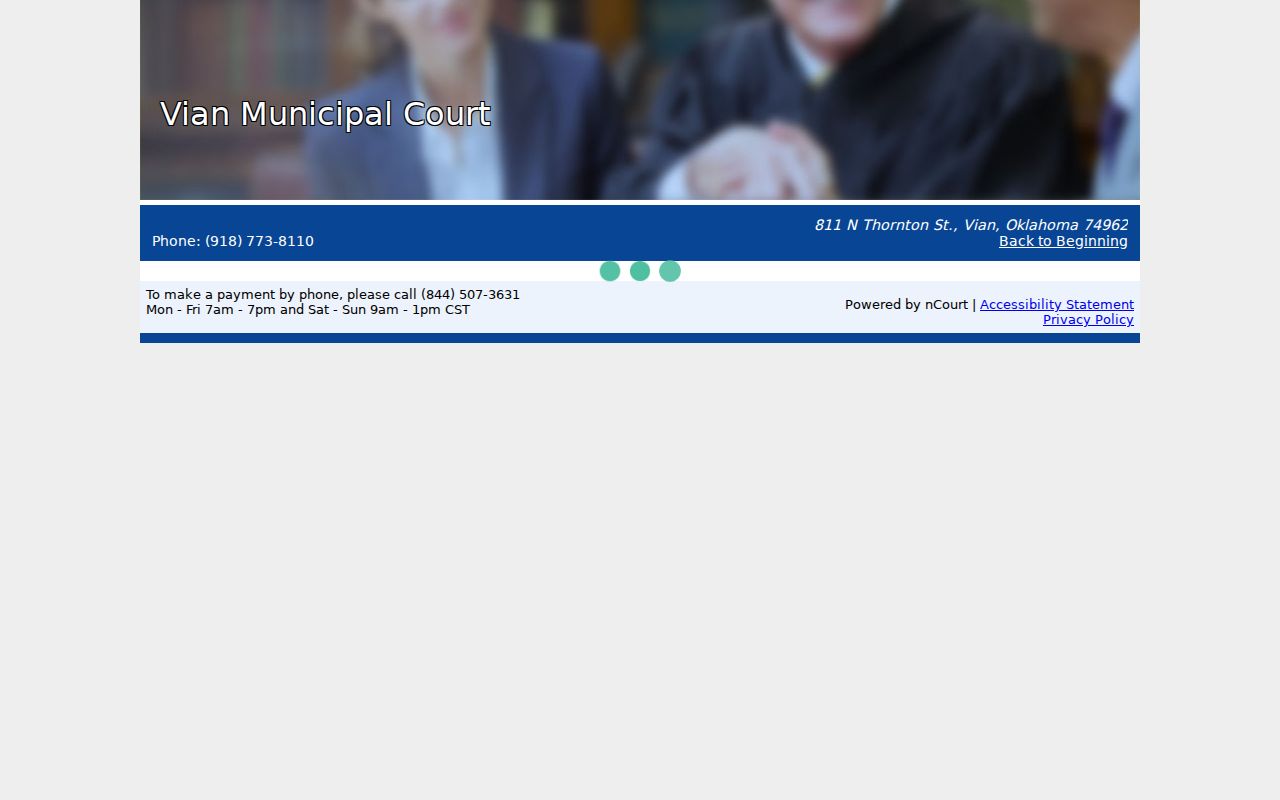 Vian Municipal Court nCourt page for city warrant records