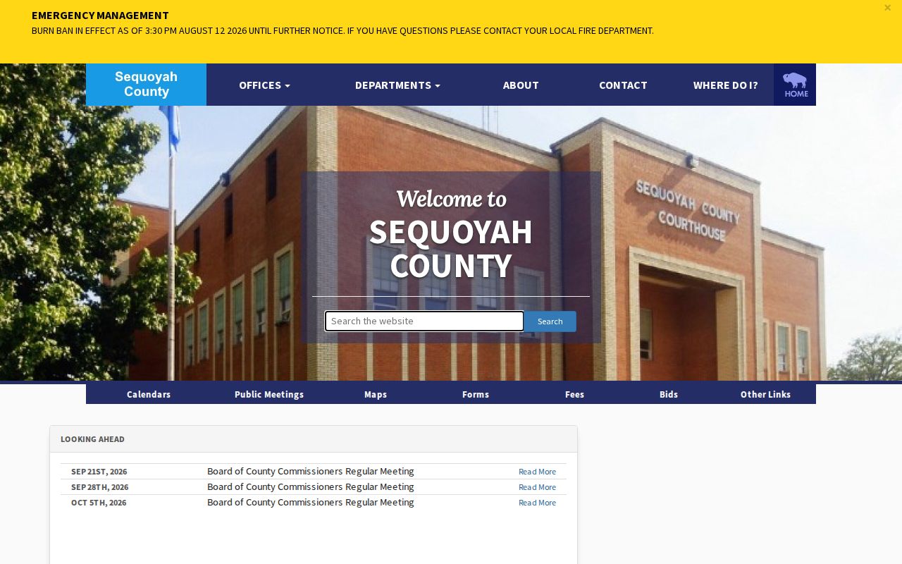 Sequoyah County courthouse used for District Court warrant records